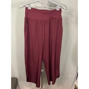 Halara Casual Cropped Wide Leg Lounge Pants Maroon High‎ Waist Womens Medium